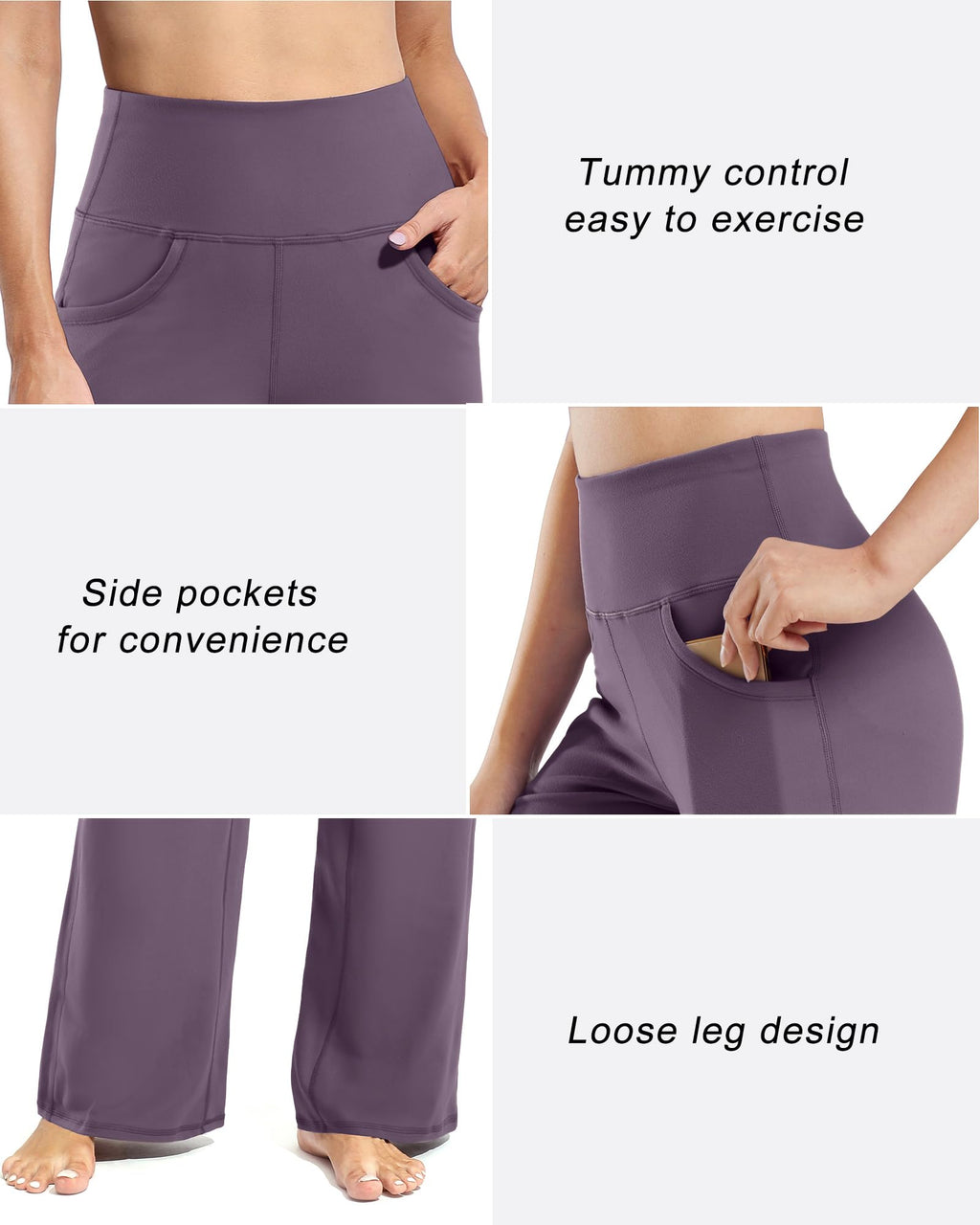 Promover Wide-Leg Pants For Women With Pockets Soft Potent Purple L