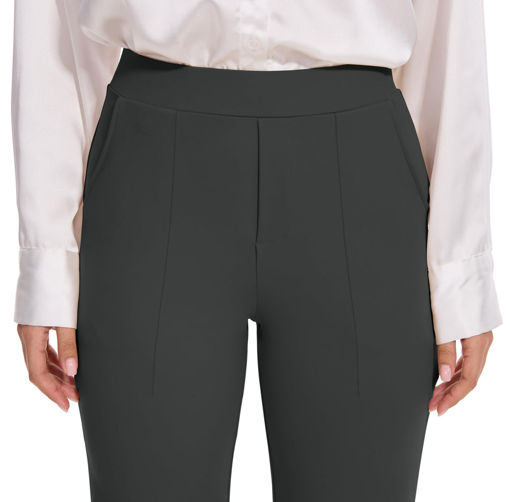 Vimpep Straight-Leg Yoga Dress Pants For Women Pull On - Dark Grey