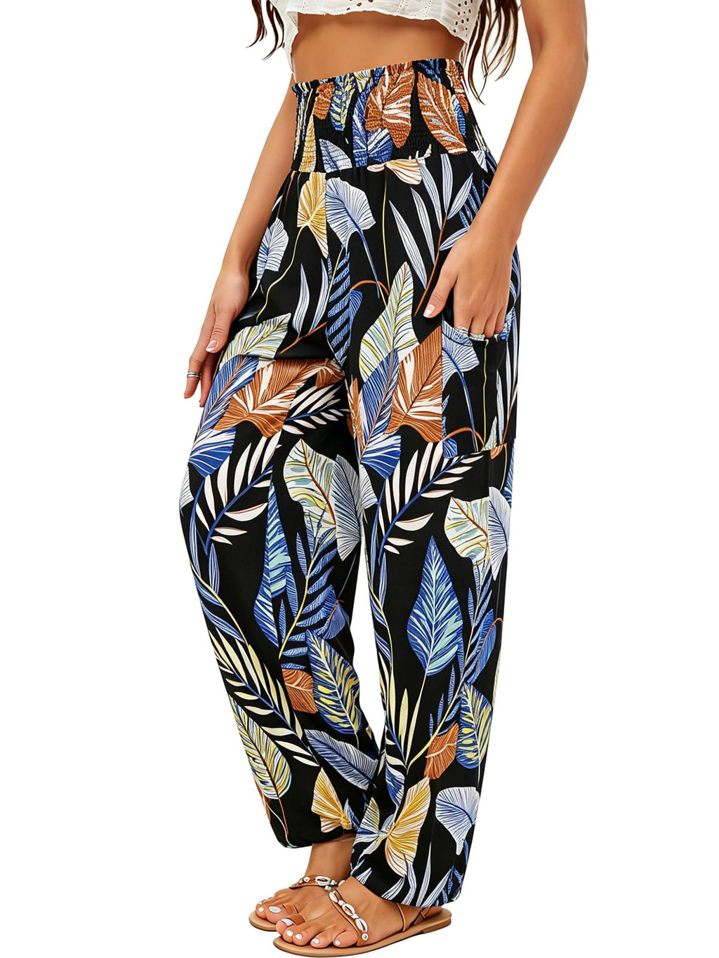 Qianxizhan Women's Harem Pants High-Waist Yoga Boho - Style 97