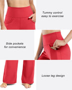 Promover Wide-Leg Pants For Women With Pockets Stretch Soft Red Xs