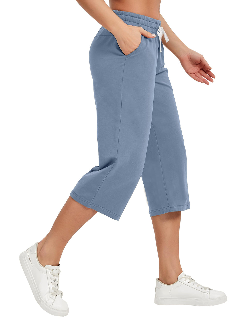 Specialmagic Women's Capri Pants Cotton Sweatpants Smog Blue Xl