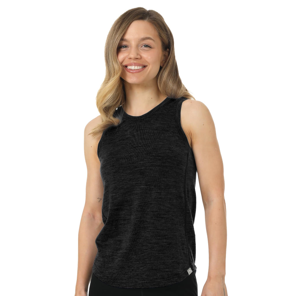 100% Merino Wool Tank Top Women - Active Sleeveless Undershirt Base Layer (Medium, H: Heathered Black)