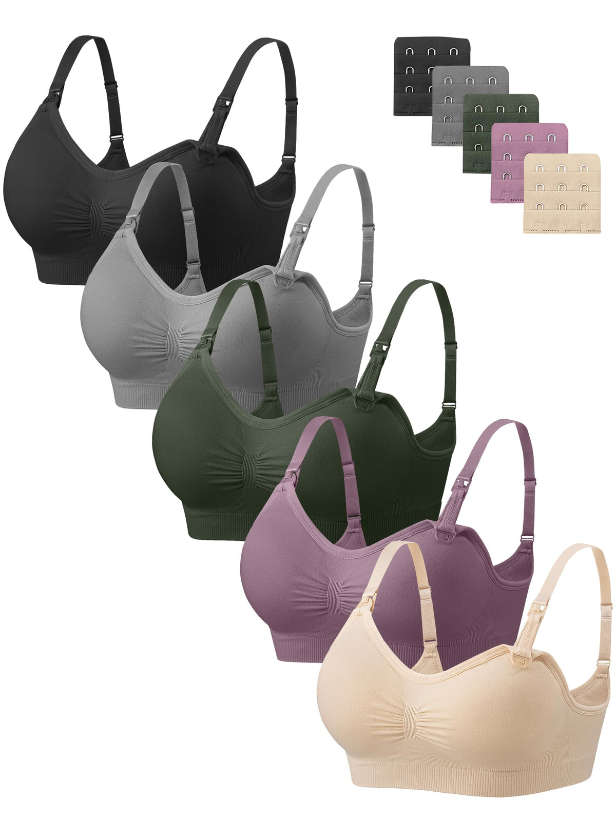 Angelhood Women's for Breastfeeding 5 Pack, Sleep Nursing Bra