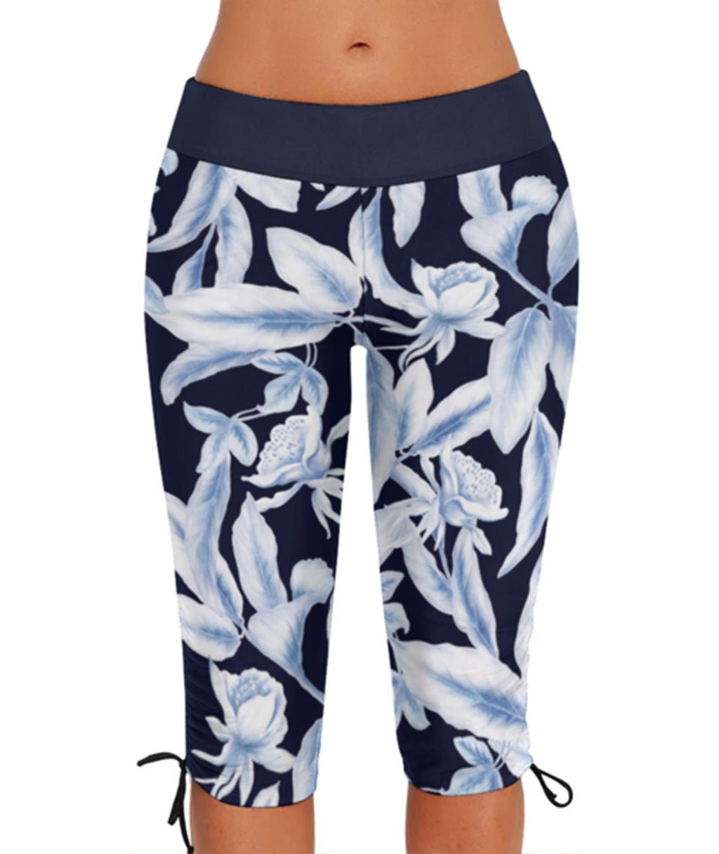 Urchics Womens Plus Size Rash Guard Capris Long Swim Shorts Swimming Pants