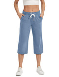 Specialmagic Women's Capri Pants Cotton Sweatpants Dusty Blue 3xl