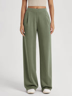 Ododos Modal Soft Wide-Leg Pants For Women High-Waist - Dark Sage