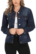 Miss Moly Women's Denim Jacket Classic Button Up Jean Dark Blue L