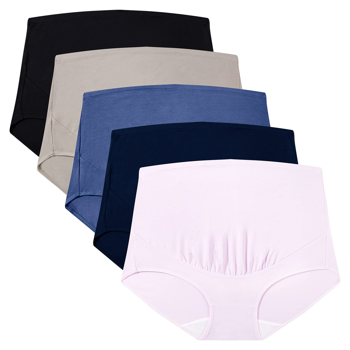 Mama Cotton Women's’s Over The Bump Maternity High Waist Full Coverage Pregnancy Adjustable Waistband (multicolor C 5 Pack, Size-xxl) Panties