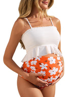 Women's Summer Mae Maternity Swimsuit Ruffled Two-Piece - Size Medium