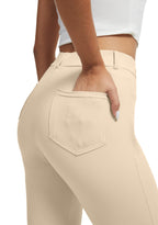 Vimpep Yoga Pants Women Straight-Leg With Pockets - Light Khaki