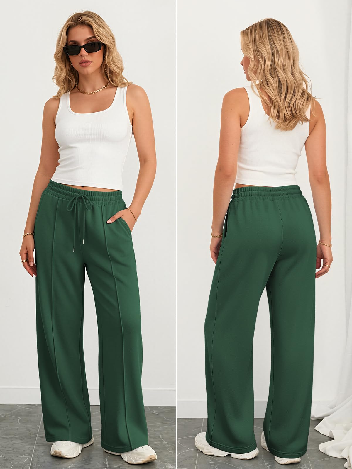 Athmile Women's Wide-Leg Sweatpants High-Waisted Baggy - Style 25