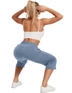 Specialmagic Women's Capri Pants Cotton Sweatpants Smog Blue 2xl