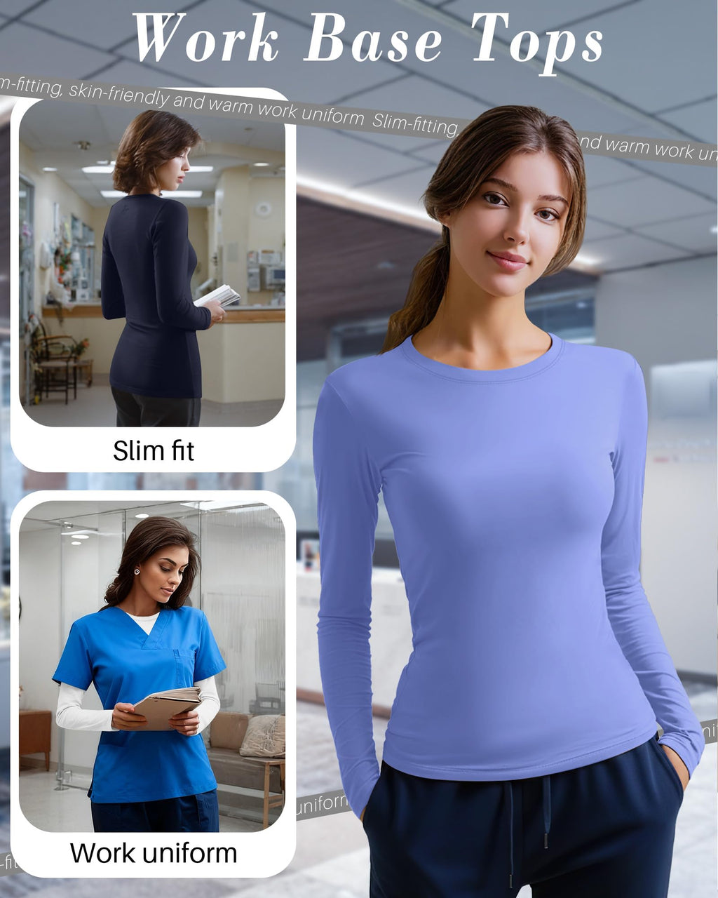 Xaatren 4 Pack Women's Underscrub Shirts,XX-Large,4-Color