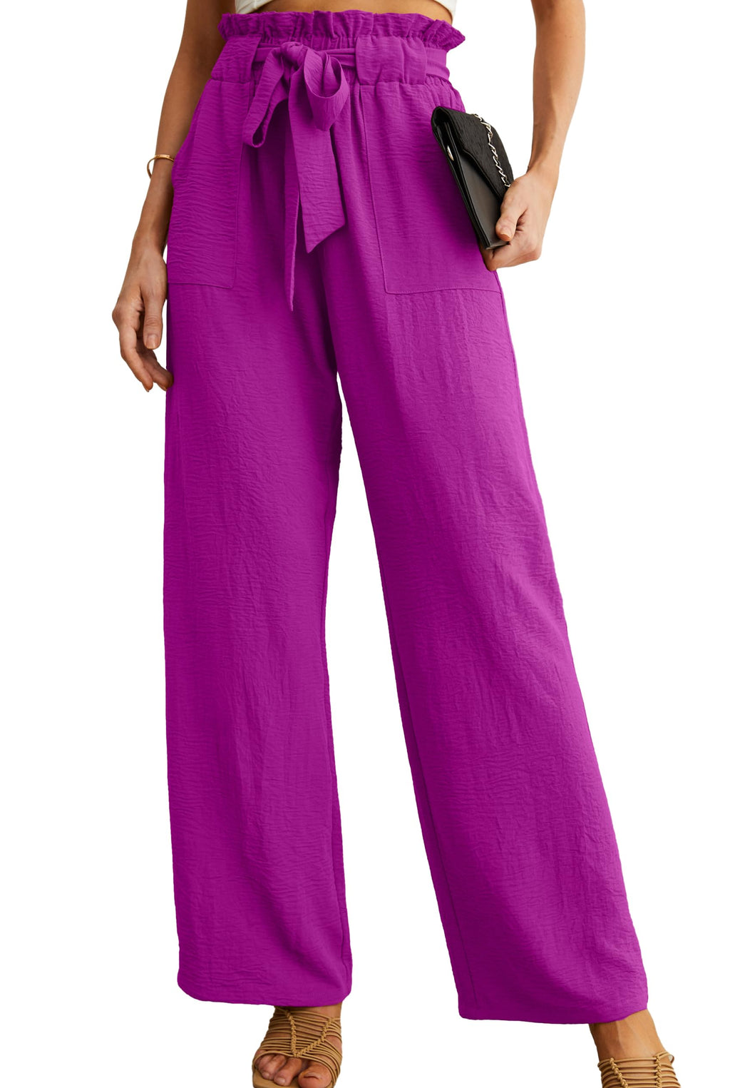 Iwollence Adjustable Knot Palazzo Pants For Women - 08 Dragon Fruit