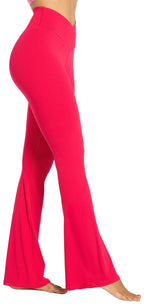 Sunzel Flare Leggings Crossover Yoga Pants For Women With Tummy - Red