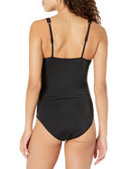 Essentials Women's Maternity Ruched V-neck Swimsuit - Washed Black