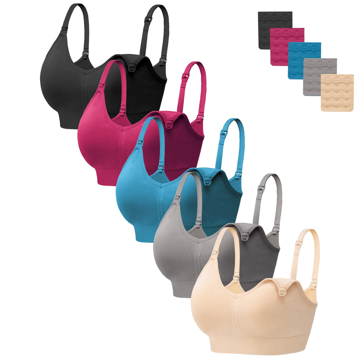 Hbselect Women's 5 Pack for Breastfeeding Nursing Bra