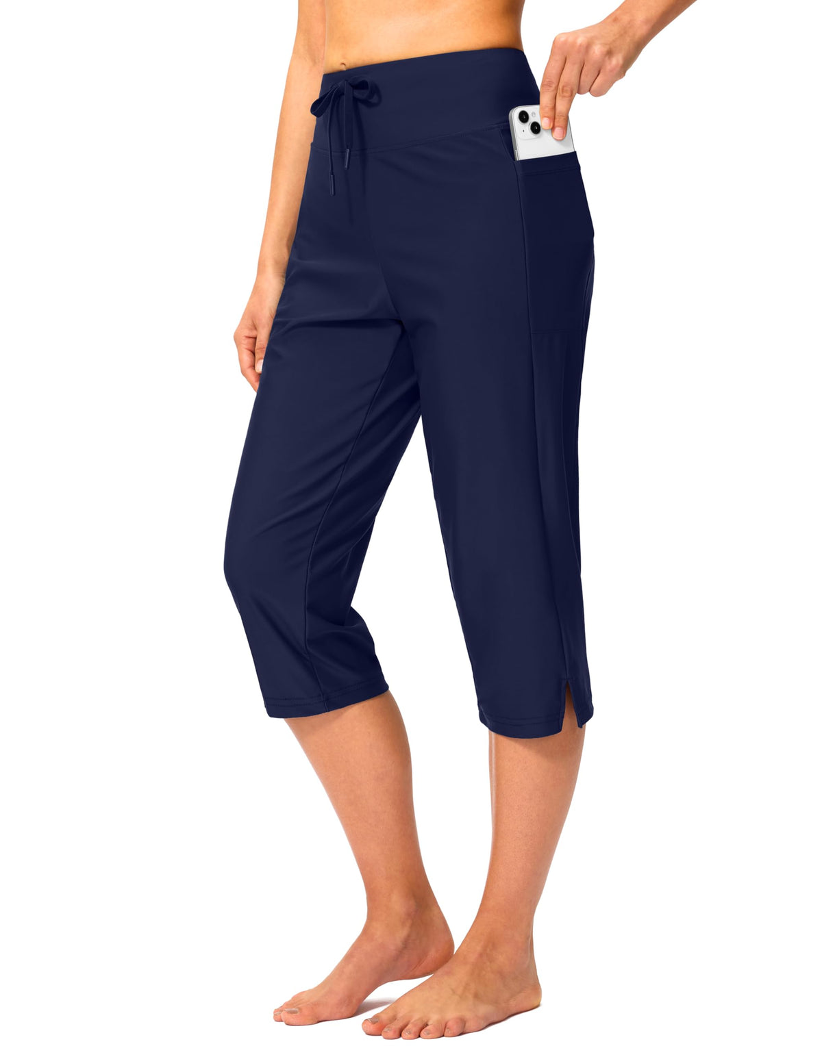 Viodia 18'' Women's Swim Capris Pants Quick Dry with Pockets Bright Navy S