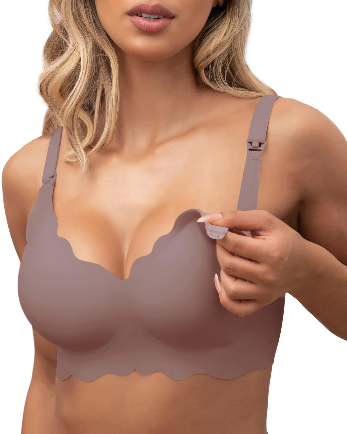 Women's As Fairy Scalloped Jelly Support Dark Brown Xl Nursing Bra