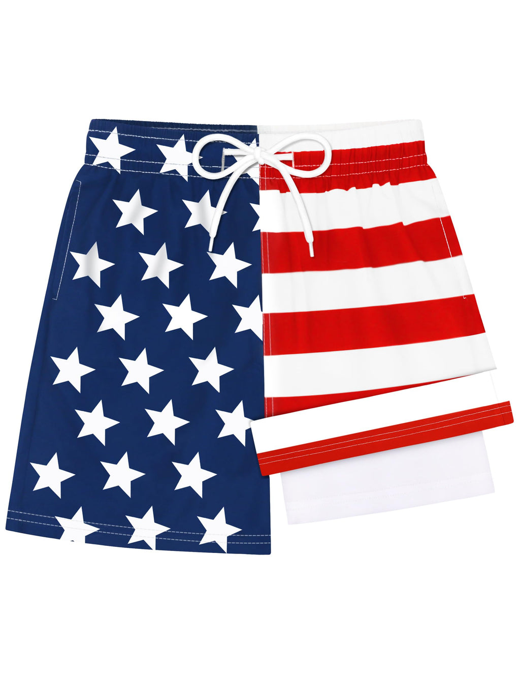 Sarfel American Flag Shorts Boys 4th of July Swim Trunks Boys Patriotic Swim Trunks American Flag Bathing Suit Boys' Swimwear