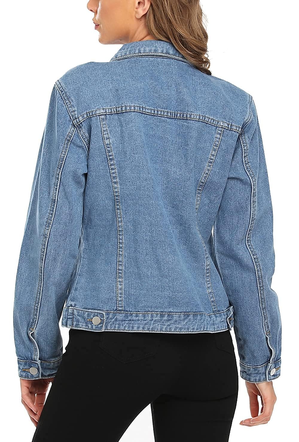Miss Moly Women's Denim Jacket Classic Button Up Jean Mid Blue XL - 1