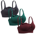 Lataly Women's Seamless Sleeping Bralette for Breastfeeding Color Black Burgundy Dgreen Size M Nursing Bra