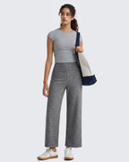 G4free Wide-Leg Pants Women High-Waist With Pockets Gray Heather S