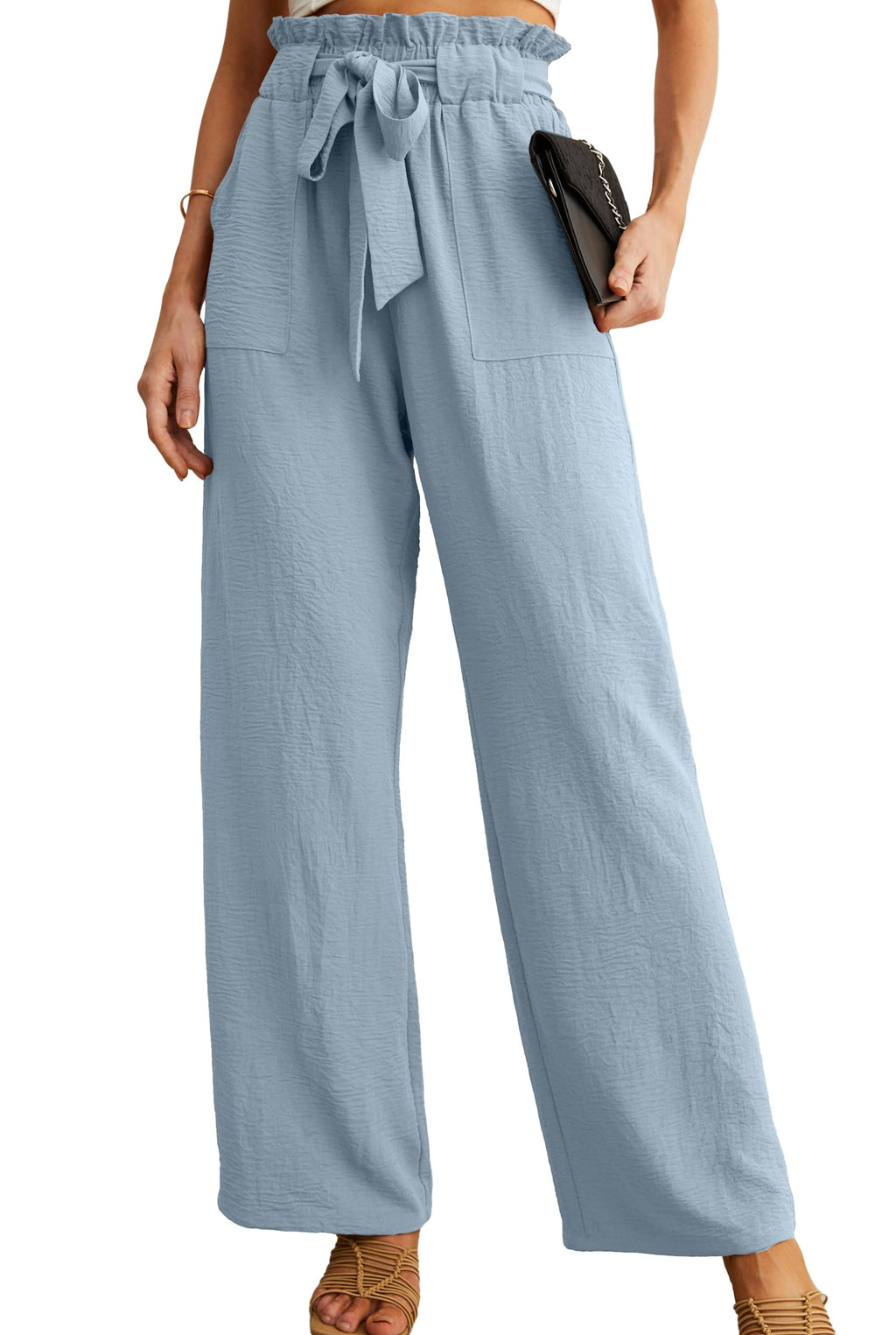 Iwollence Adjustable Knot Palazzo Pants For Women - 04 Haze Blue