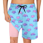 Cozople Bathing Suits for Teens Funny Hawaii Stylish Swim Trunks Swimwear Boxer Brief Liner Beach Board Shorts Blue Sea Turtle Soft Elastic Waist Surf Swimsuit for Casual Sports Running Size 18-20