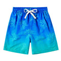 Cozople Boy Ombre Blue Swim Trunk Causal UV Protection Swimming Shorts Funny Palm Tree Print Swimwear Quick Dry Bathing Suit with Mesh Lining Beach Shorts Size 8 for Party