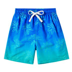 Cozople Boy Ombre Blue Swim Trunk Causal UV Protection Swimming Shorts Funny Palm Tree Print Swimwear Quick Dry Bathing Suit with Mesh Lining Beach Shorts Size 8 for Party