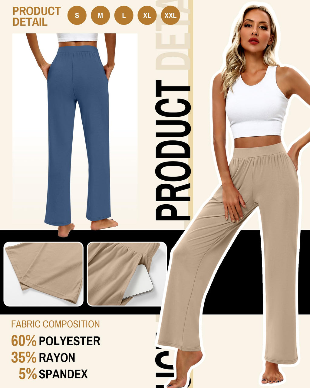Huukeay 3 Pack Women's Lounge Pants Cozy Sweatpants - Light Gray,