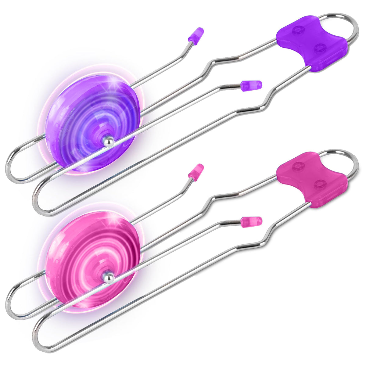 ArtCreativity Retro Light Up Gyro Wheels Toy - 2 Pack 8.5 Inch - Stocking Stuffers, Sensory Fidget Toys, Kids Classic Vintage Nostalgia Yoyo, Autism-Friendly Gift, Fun for Boys & Girls