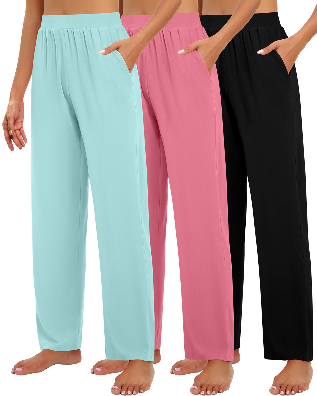 Huukeay 3 Pack Women's Lounge Pants Cozy Sweatpants Medium Black Rose