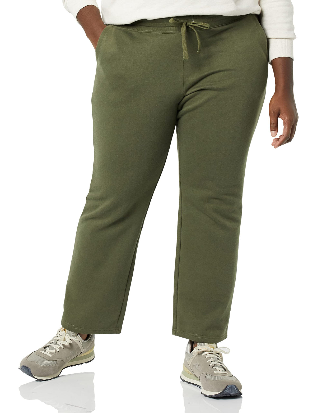 Essentials Women's Straight-Leg Fleece Sweatpants With - Olive