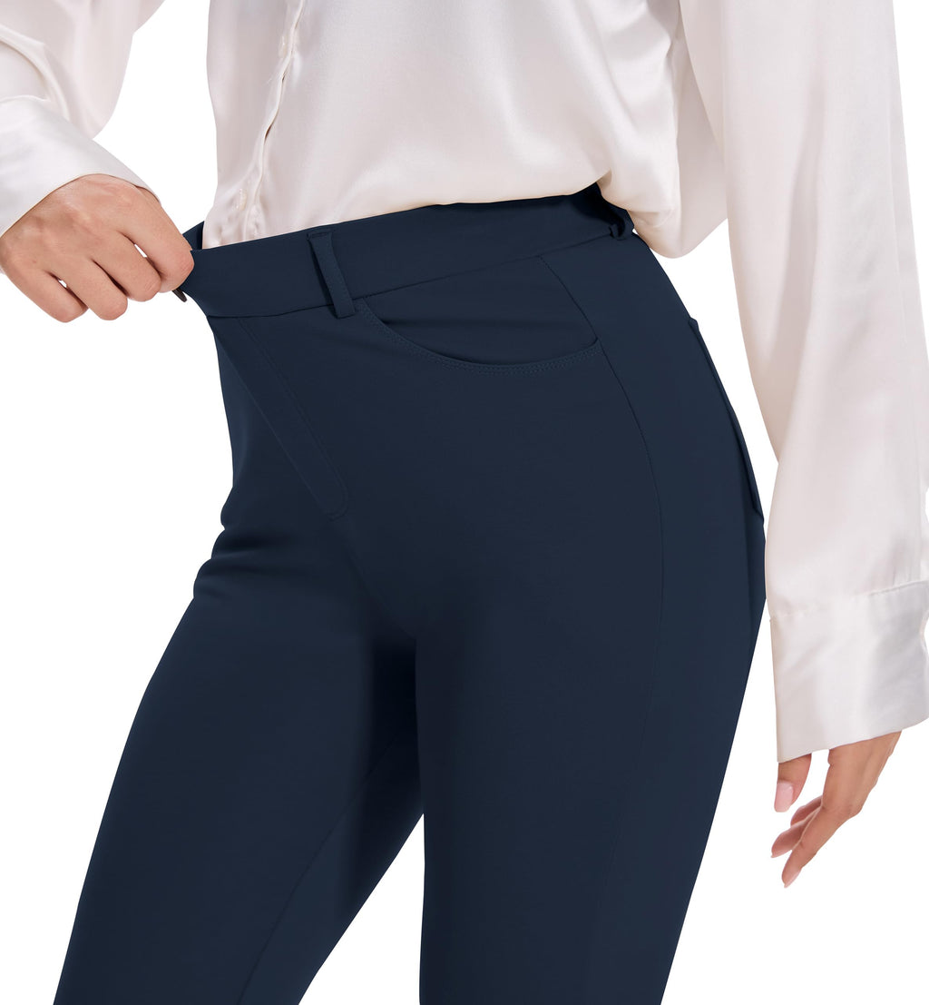 Vimpep Straight-Leg Yoga Dress Work Pants Women Pull On - Navy Blue
