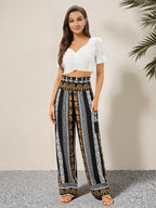 Qianxizhan Women's Harem Pants High-Waist Yoga Boho - Black Elephant