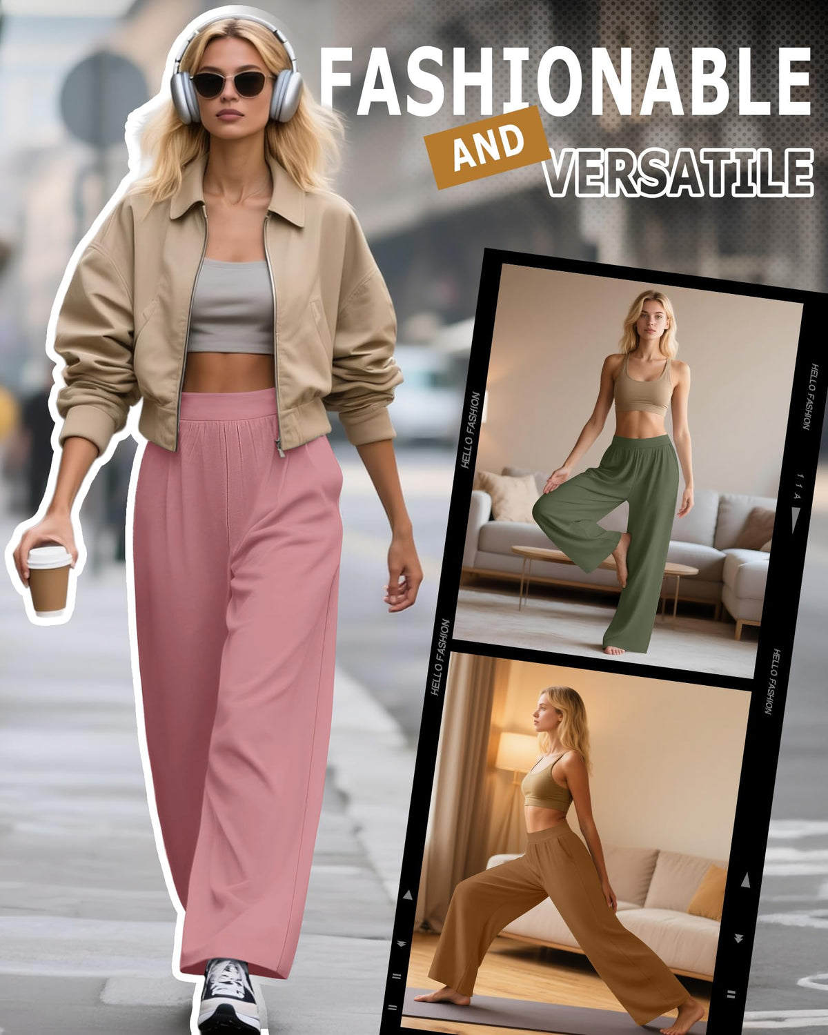 Huukeay 3 Pack Women's Lounge Pants Cozy Sweatpants Large Gray Green
