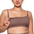 Inlyric Women's's Inbarely Soft Unlined Bralettes for Breastfeeding Unpadded Comfy Sleep Seamless Brown Purple Large Nursing Bra