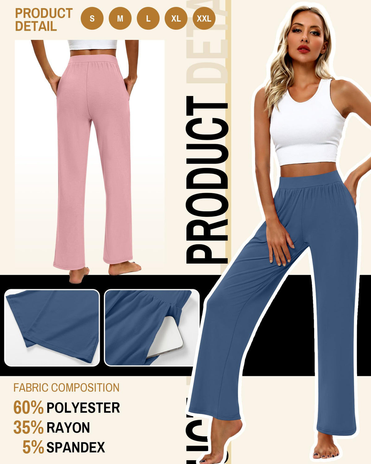 Huukeay 3 Pack Women's Lounge Pants Cozy Sweatpants X-large - Style 9