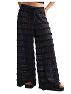 RoseSeek Women's Crochet Lace Pants Mesh Beach Cover Up Vacation Outfits