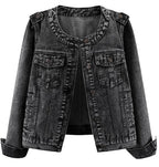 Kedera Jean Jacket For Women Trendy Collarless Button Down Long Sleeve Casual Western Denim Country Concert Outfits - Black01