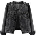 Kedera Jean Jacket For Women Trendy Collarless Button Down Long Sleeve Casual Western Denim Country Concert Outfits - Black01
