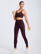 The Gym People Women's Thick High-Waist Yoga Pants - Dark Red Leopard