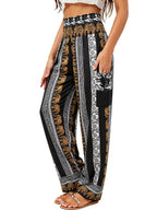 Qianxizhan Women's Harem Pants High-Waist Yoga Boho - Black Elephant