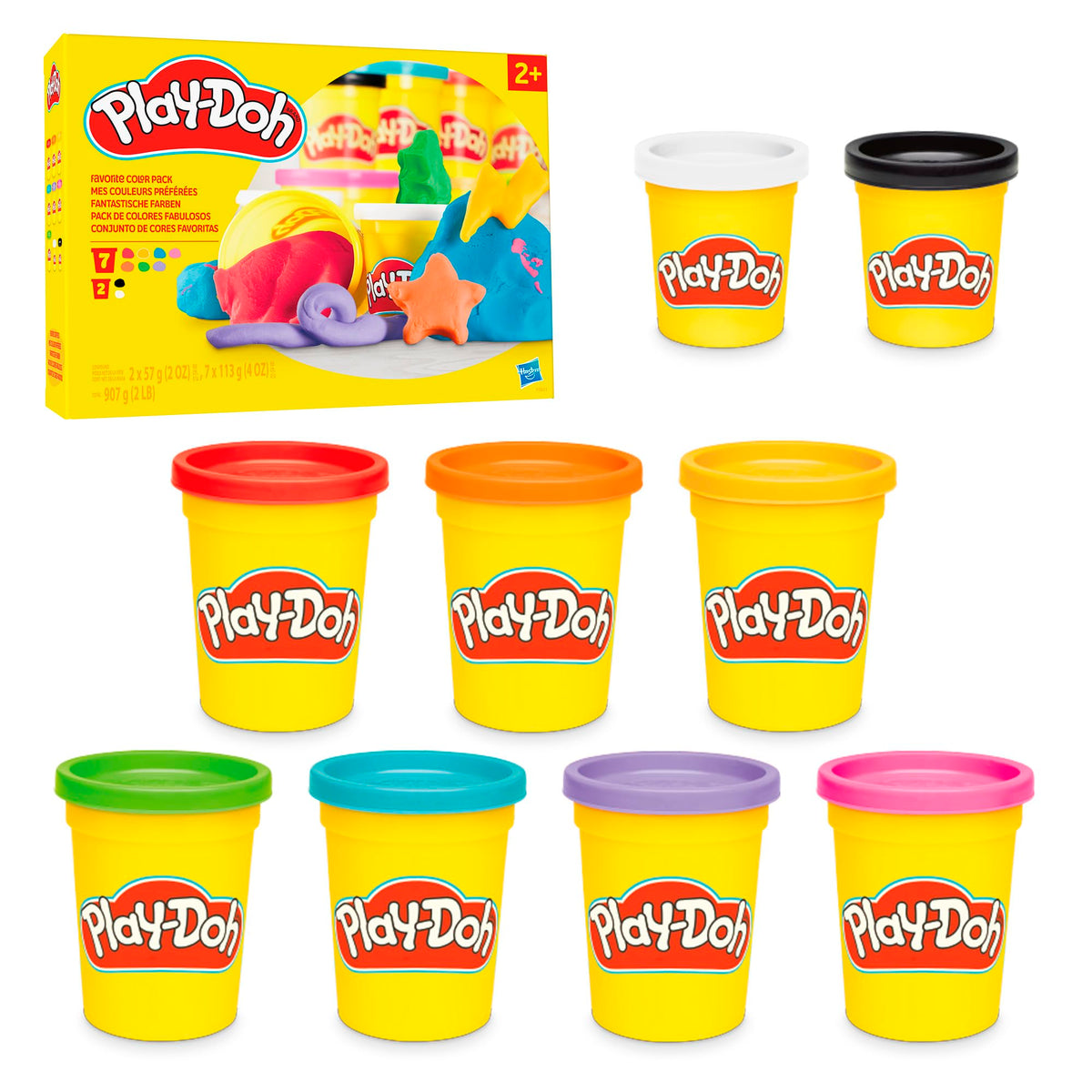 Play-Doh 9 Pack Favorite Color Set, Assorted Colors, 2 & 4 Ounce Modeling Compound Cans, Kids Arts & Crafts, Back to School Gifts & Prizes, Preschool Toys, Ages 2+ (Fanci Exclusive)