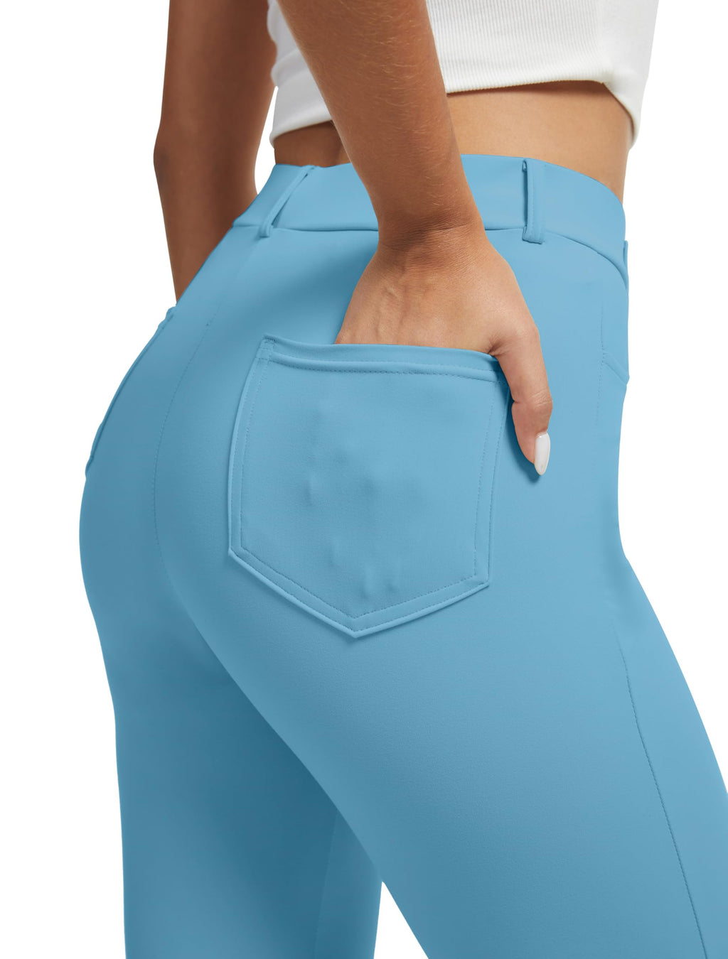 Vimpep Yoga Pants Women Straight-Leg With Pockets High-Waist - Size Medium