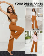 G4free Yoga Pants For Women With Pockets High-Waist Brown Sugar L Tall