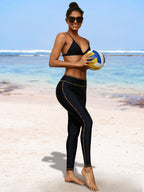 Attraco Rash Guard Pants For Women Uv Wetsuit High-Waisted Black