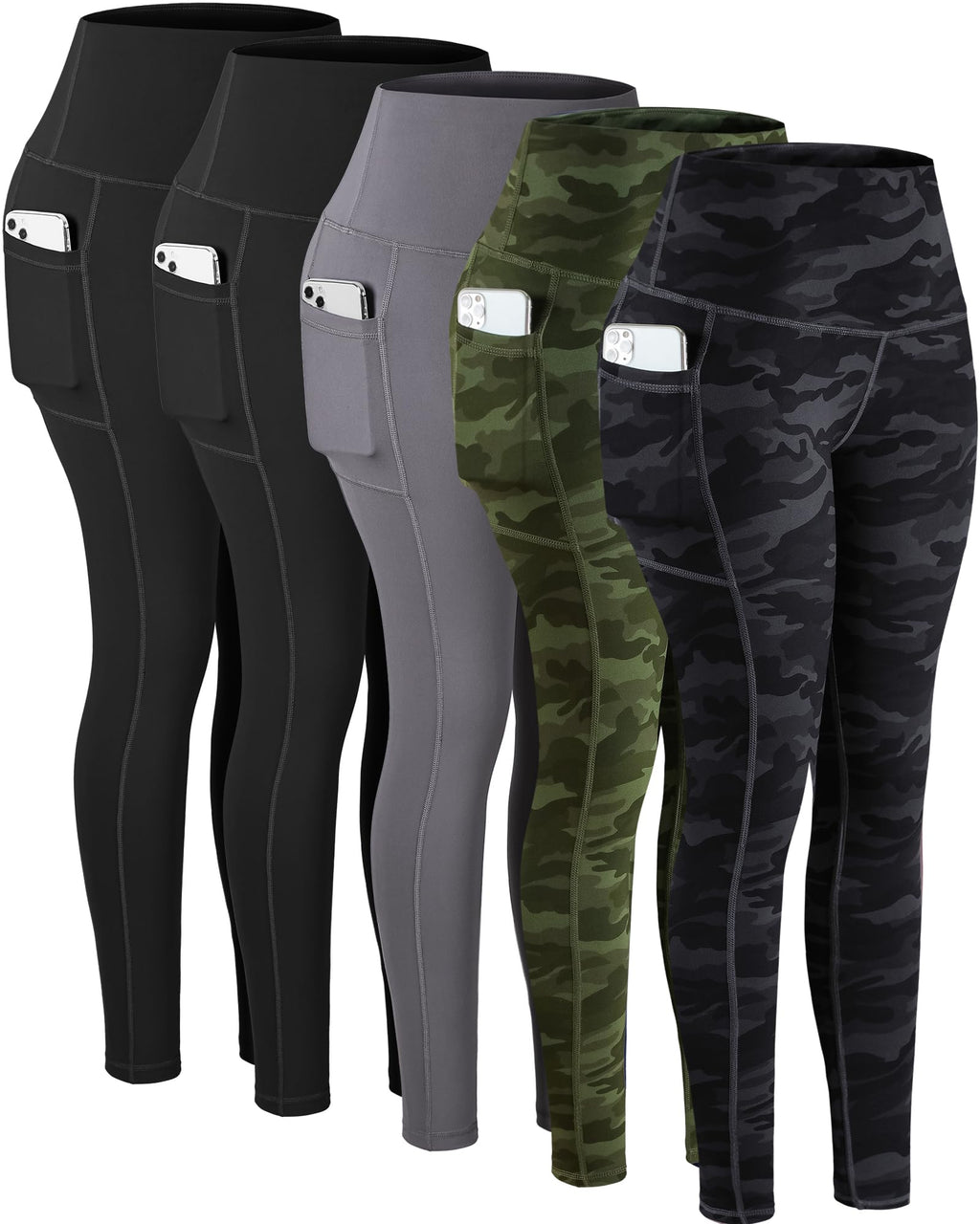 Chrleisure Leggings With Pockets For Women High-Waisted Tummy Control